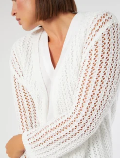 Cardigan in fettuccia di cotone - BIANCO OTTICO