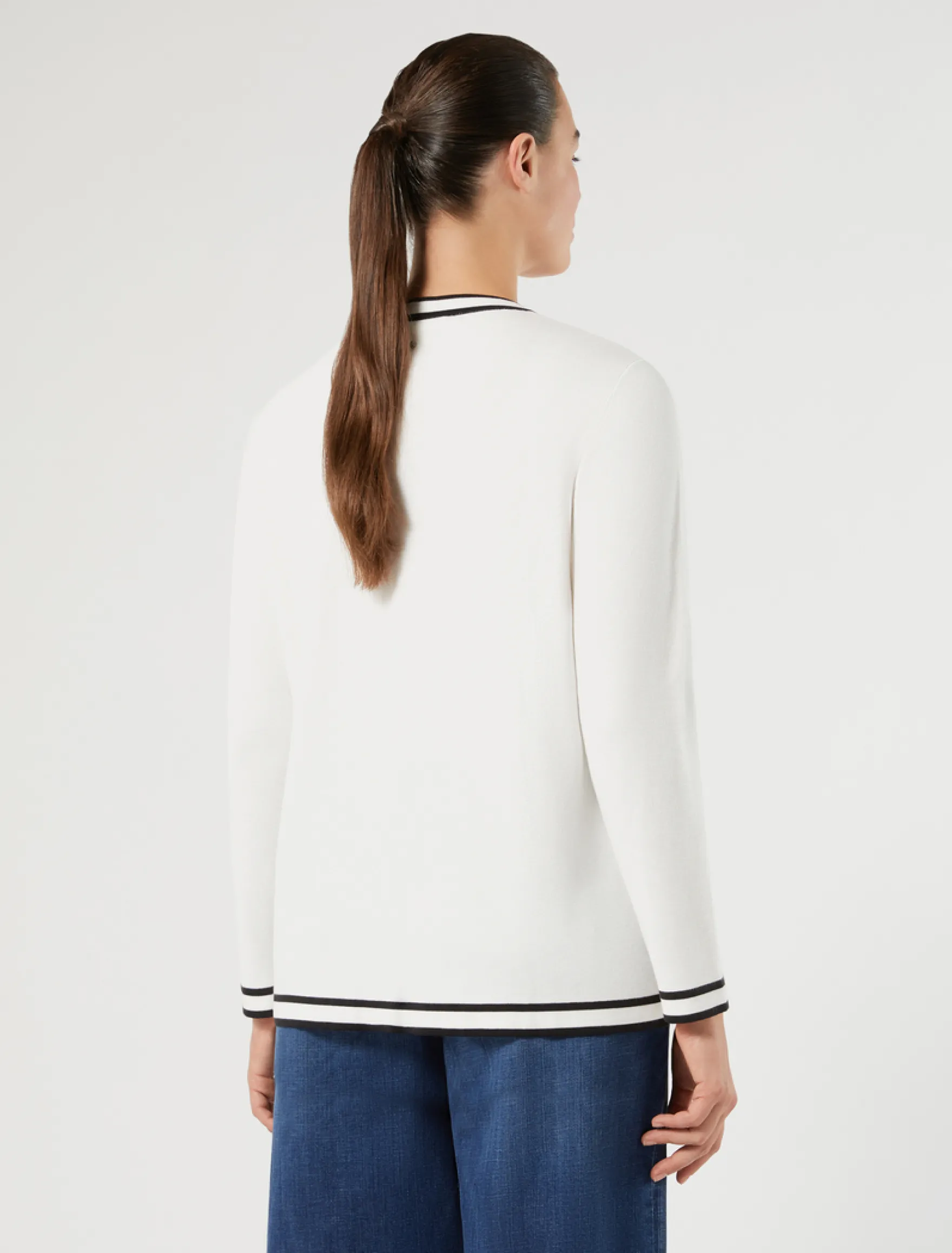 Cardigan in filato di misto cotone - BIANCO