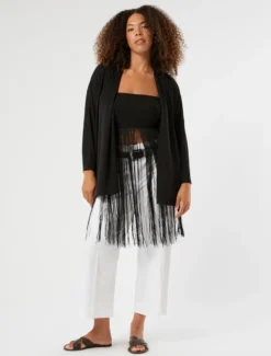 Cardigan in jersey interlock - NERO