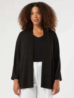 Cardigan in jersey interlock - NERO