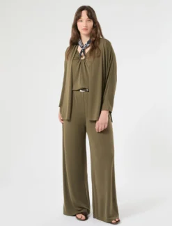 Cardigan in jersey interlock - VERDE KAKI