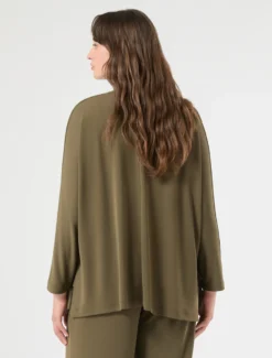Cardigan in jersey interlock - VERDE KAKI