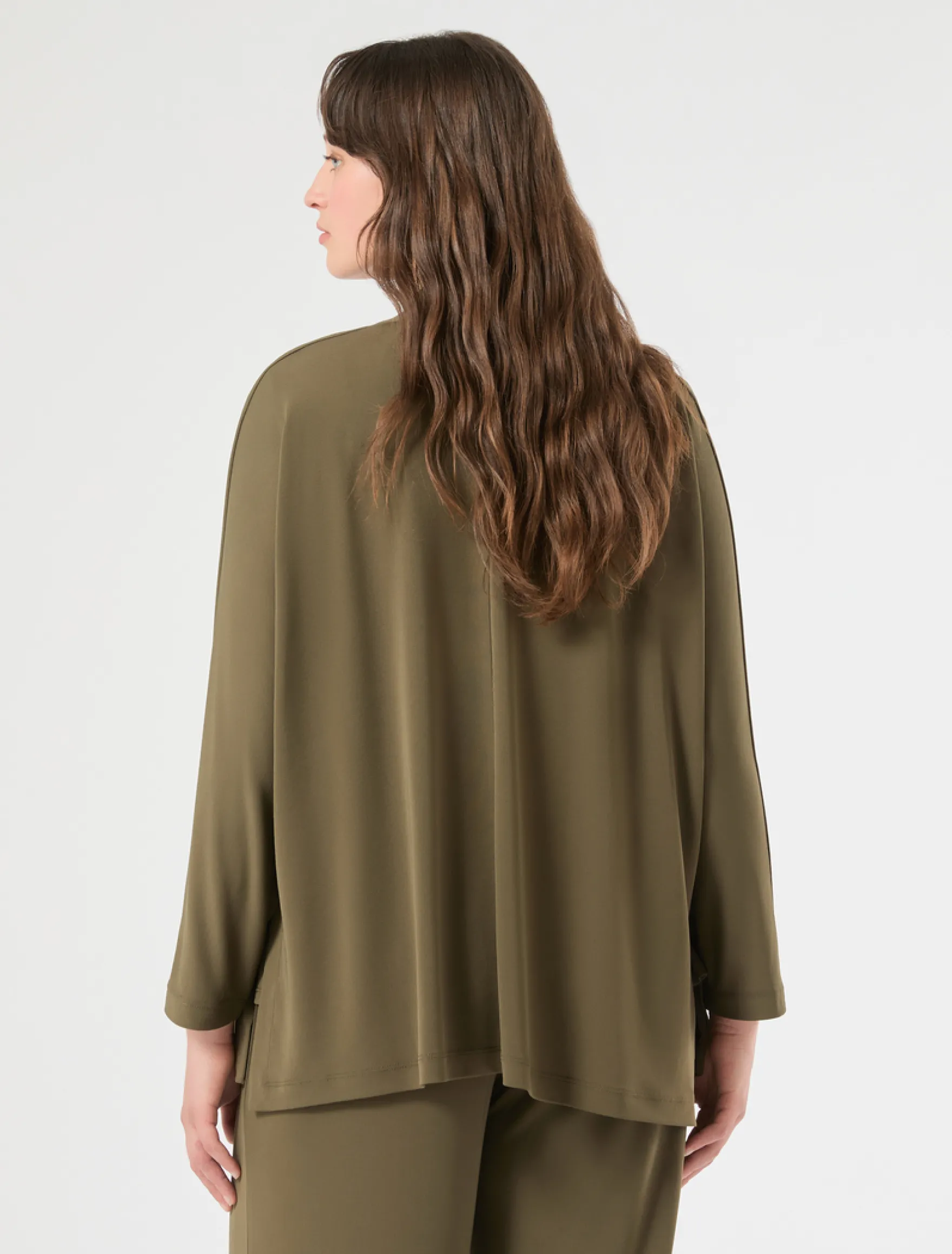 Cardigan in jersey interlock - VERDE KAKI