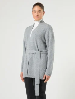 Cardigan in lana e cachemire - GRIGIO MEDIO
