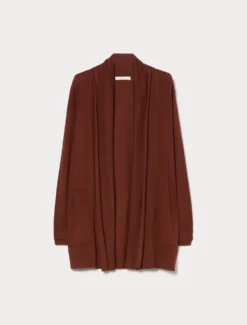 Cardigan in lana, seta e cachemire - MATTONE ROSSO