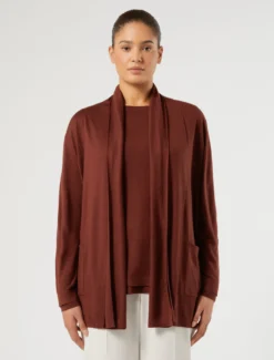 Cardigan in lana, seta e cachemire - MATTONE ROSSO