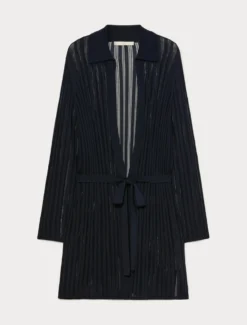 Cardigan in maglia a coste - BLU NOTTE