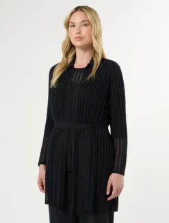 Cardigan in maglia a coste - BLU NOTTE