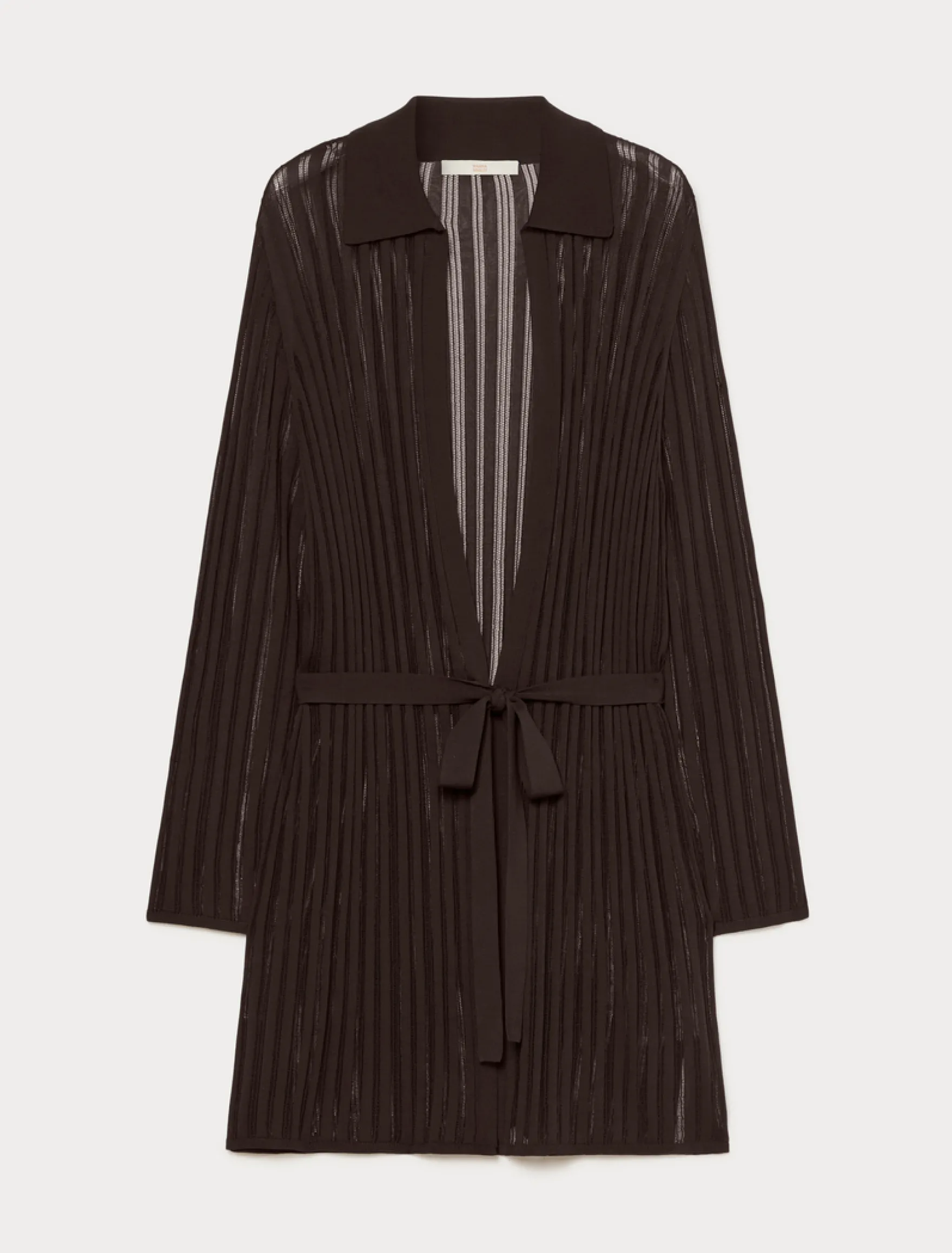 Cardigan in maglia a coste - MARRONE SCURO