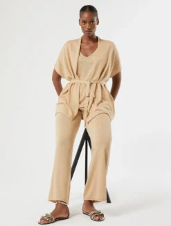 Cardigan in maglia di lino - CAMMELLO