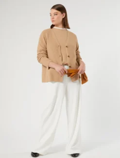 Cardigan in misto cachemire - CAMMELLO