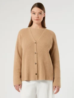 Cardigan in misto cachemire - CAMMELLO