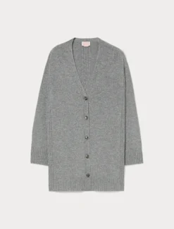 Cardigan in misto cachemire - GRIGIO MEDIO