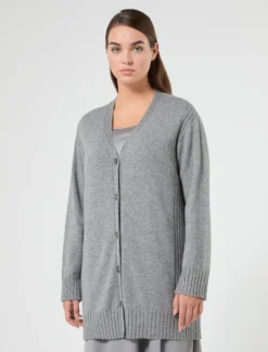 Cardigan in misto cachemire - GRIGIO MEDIO