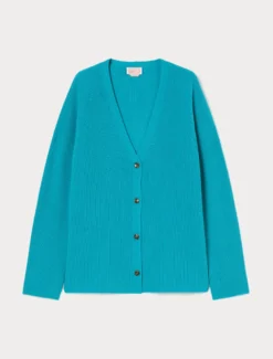 Cardigan in misto cachemire - TURCHESE