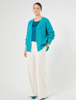 Cardigan in misto cachemire - TURCHESE