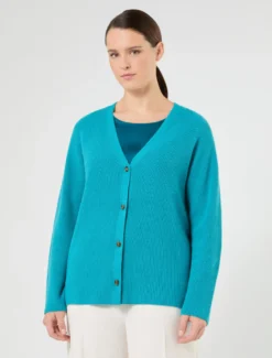 Cardigan in misto cachemire - TURCHESE