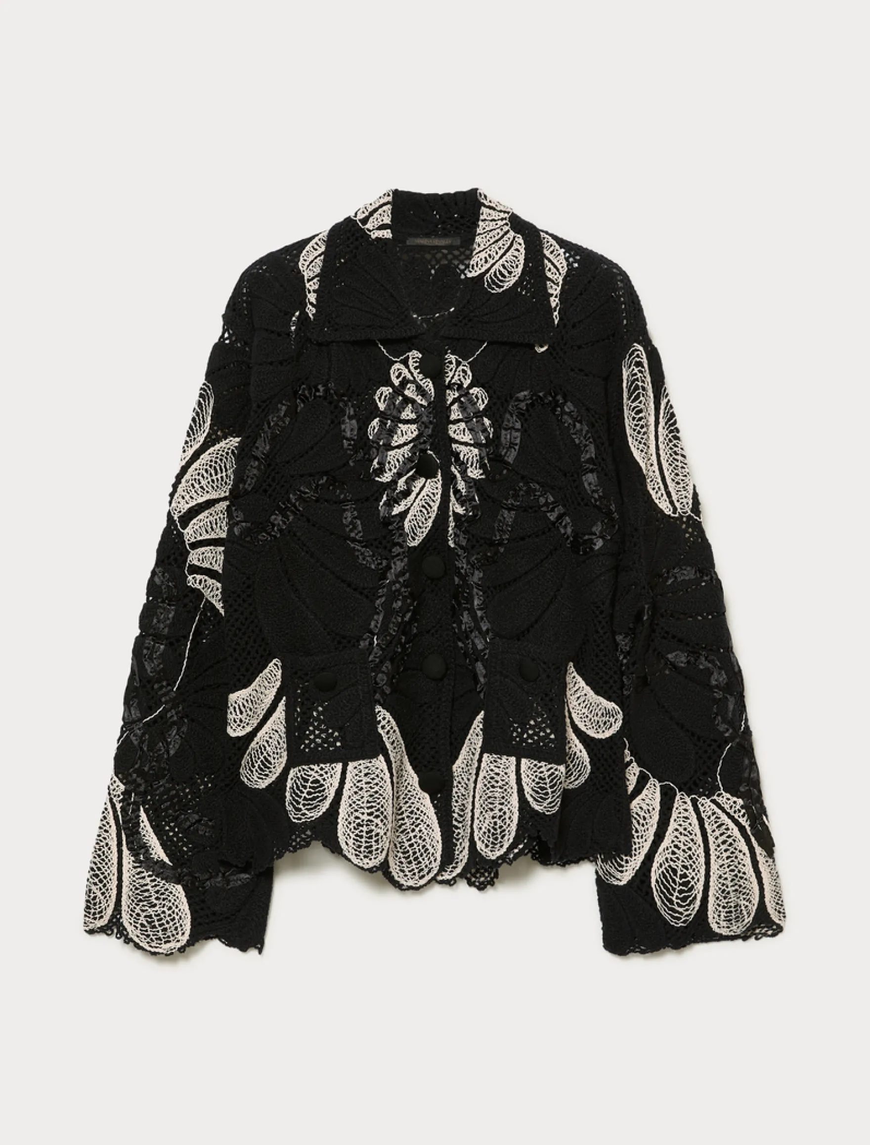 Cardigan in misto cotone con ricamo - BIANCO AVORIO