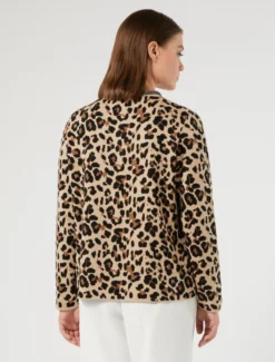 Cardigan in misto lana jacquard - CAMMELLO