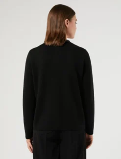 Cardigan in misto lana jacquard - NERO