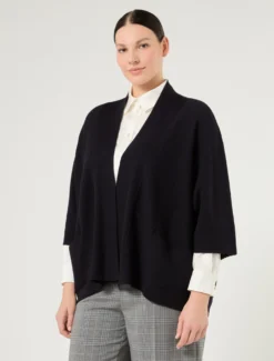 Cardigan in pura lana - BLU NOTTE