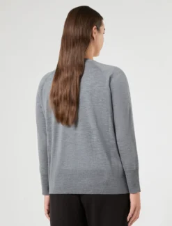Cardigan in pura lana - GRIGIO MEDIO