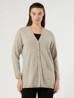 Cardigan in puro cachemire - BEIGE