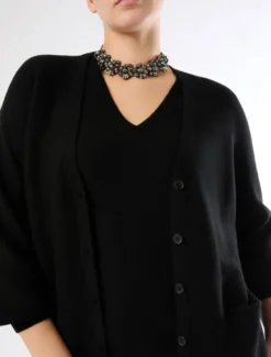 Cardigan in puro cachemire - NERO