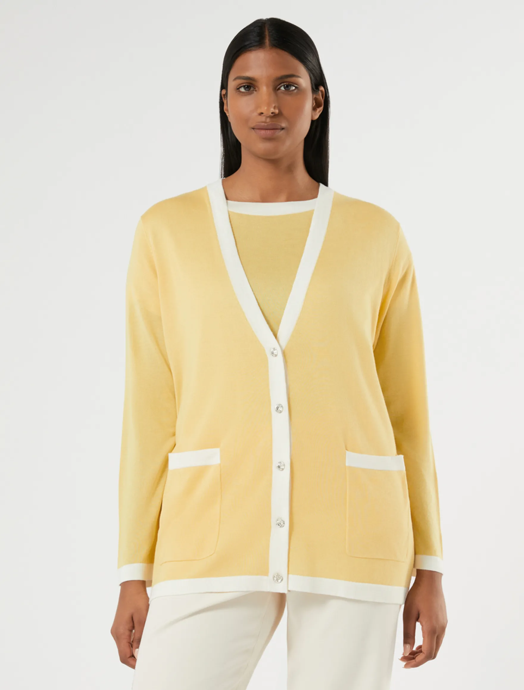 Cardigan in seta e cachemire - GIALLO