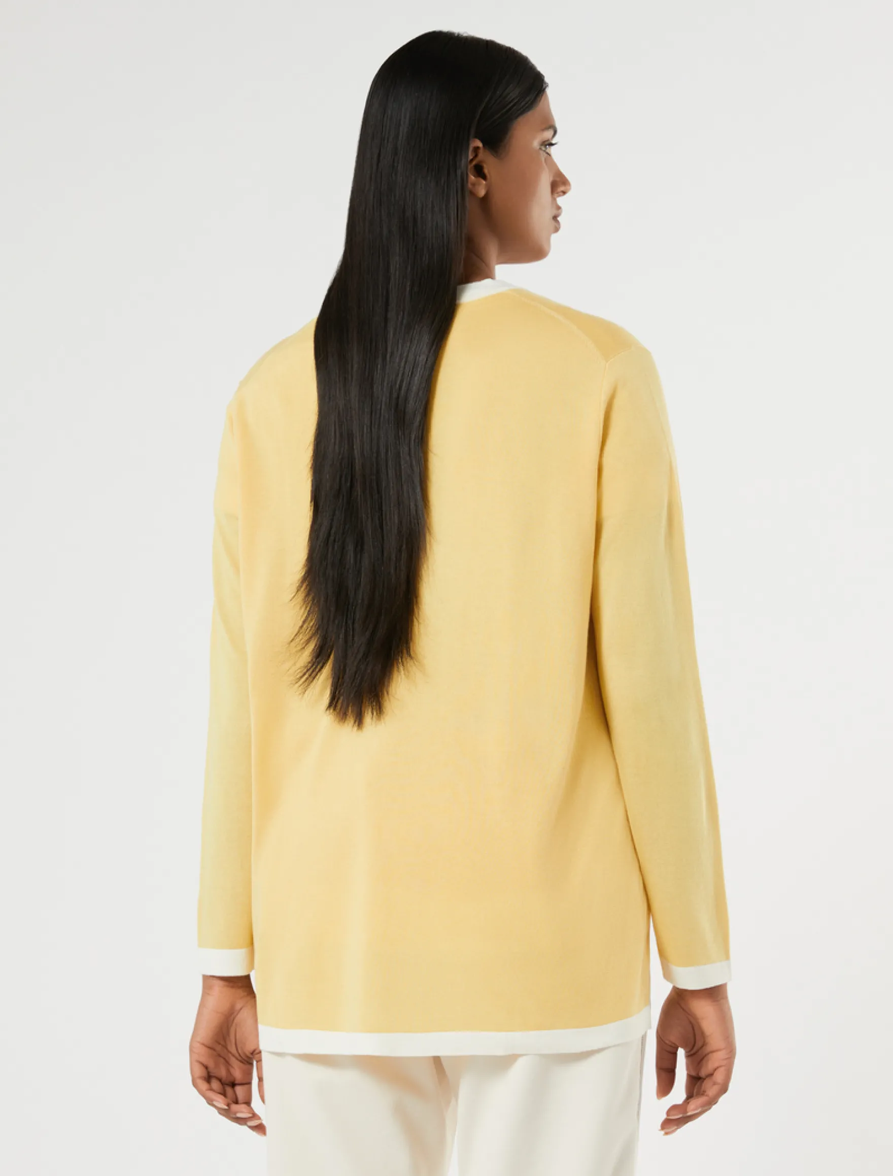 Cardigan in seta e cachemire - GIALLO