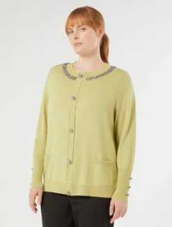 Cardigan in seta e cachemire - LIME