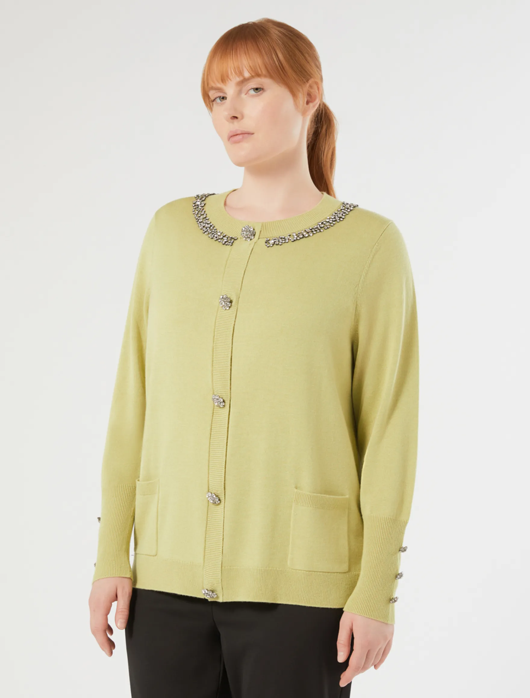 Cardigan in seta e cachemire - LIME