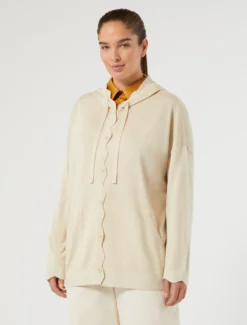 Cardigan in seta e cachemire - SABBIA