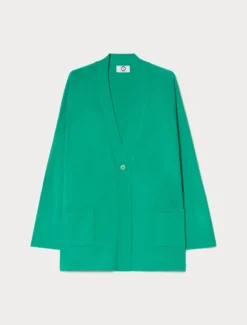 Cardigan in seta e cotone - VERDE SMERALDO