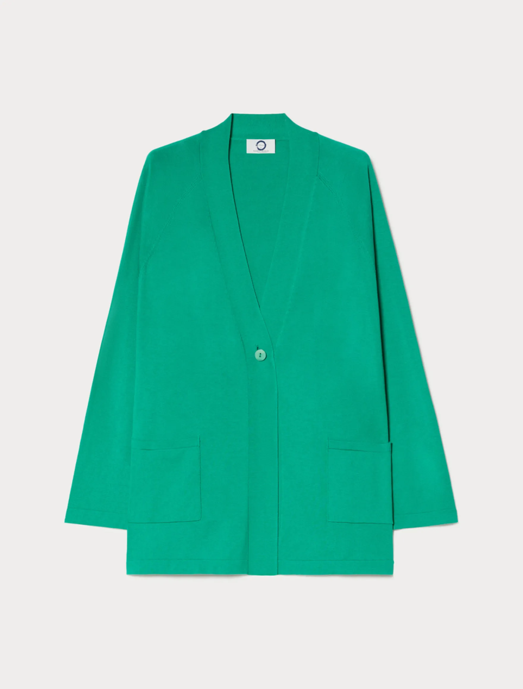 Cardigan in seta e cotone - VERDE SMERALDO