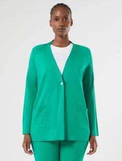 Cardigan in seta e cotone - VERDE SMERALDO