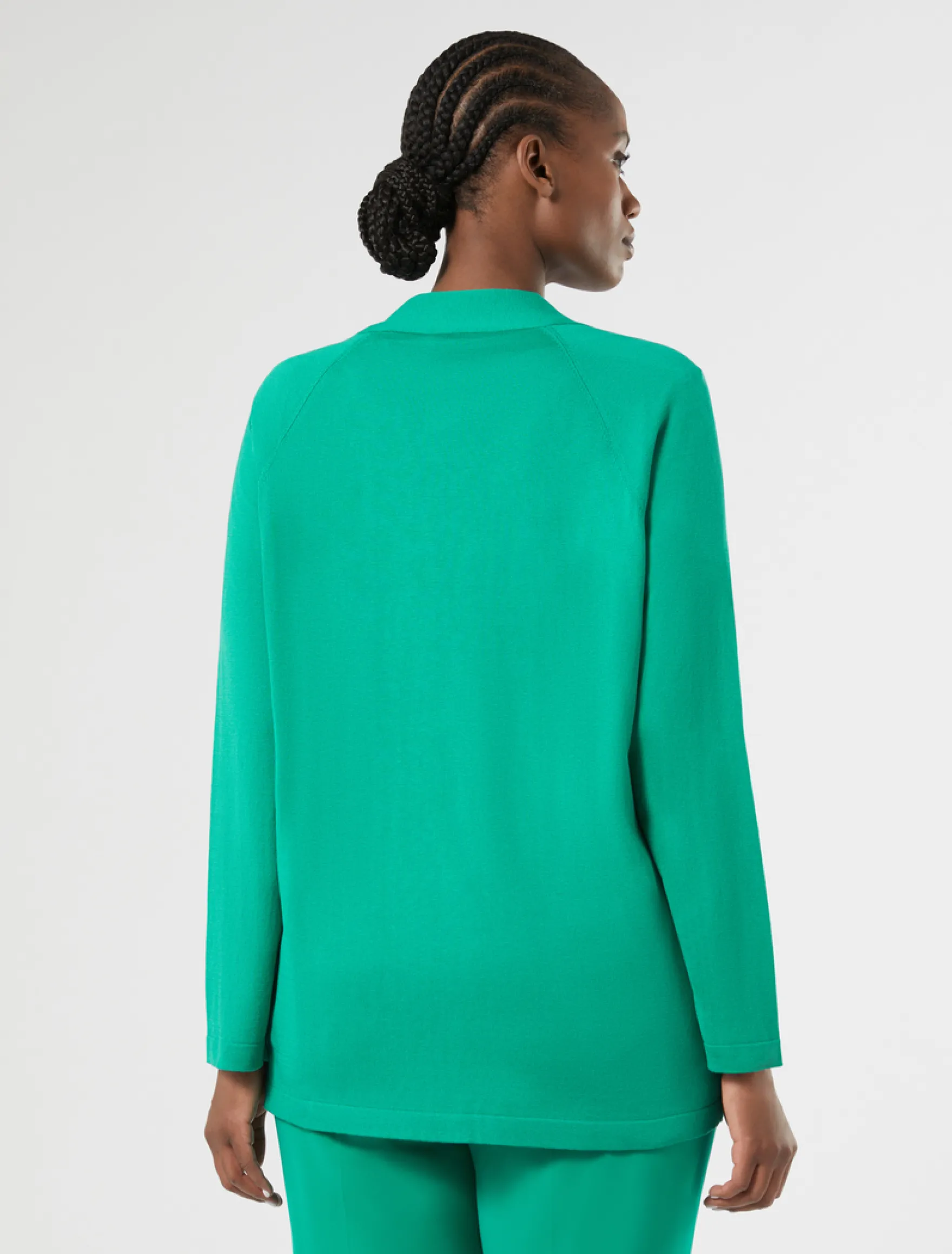 Cardigan in seta e cotone - VERDE SMERALDO