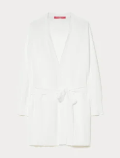 Cardigan in viscosa crêpe - AVORIO