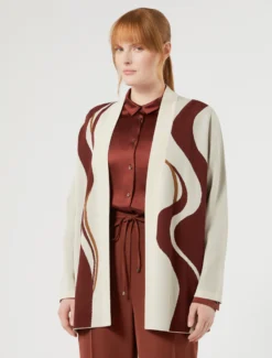 Cardigan in viscosa jacquard - AVORIO