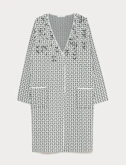 Cardigan in viscosa jacquard con ricamo - BIANCO NERO