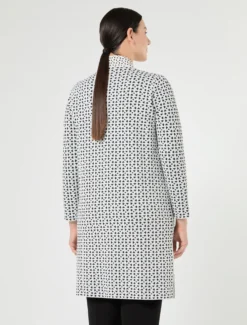 Cardigan in viscosa jacquard con ricamo - BIANCO NERO