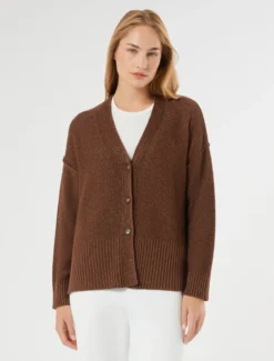 Cardigan in viscosa lurex - CARAMELLO