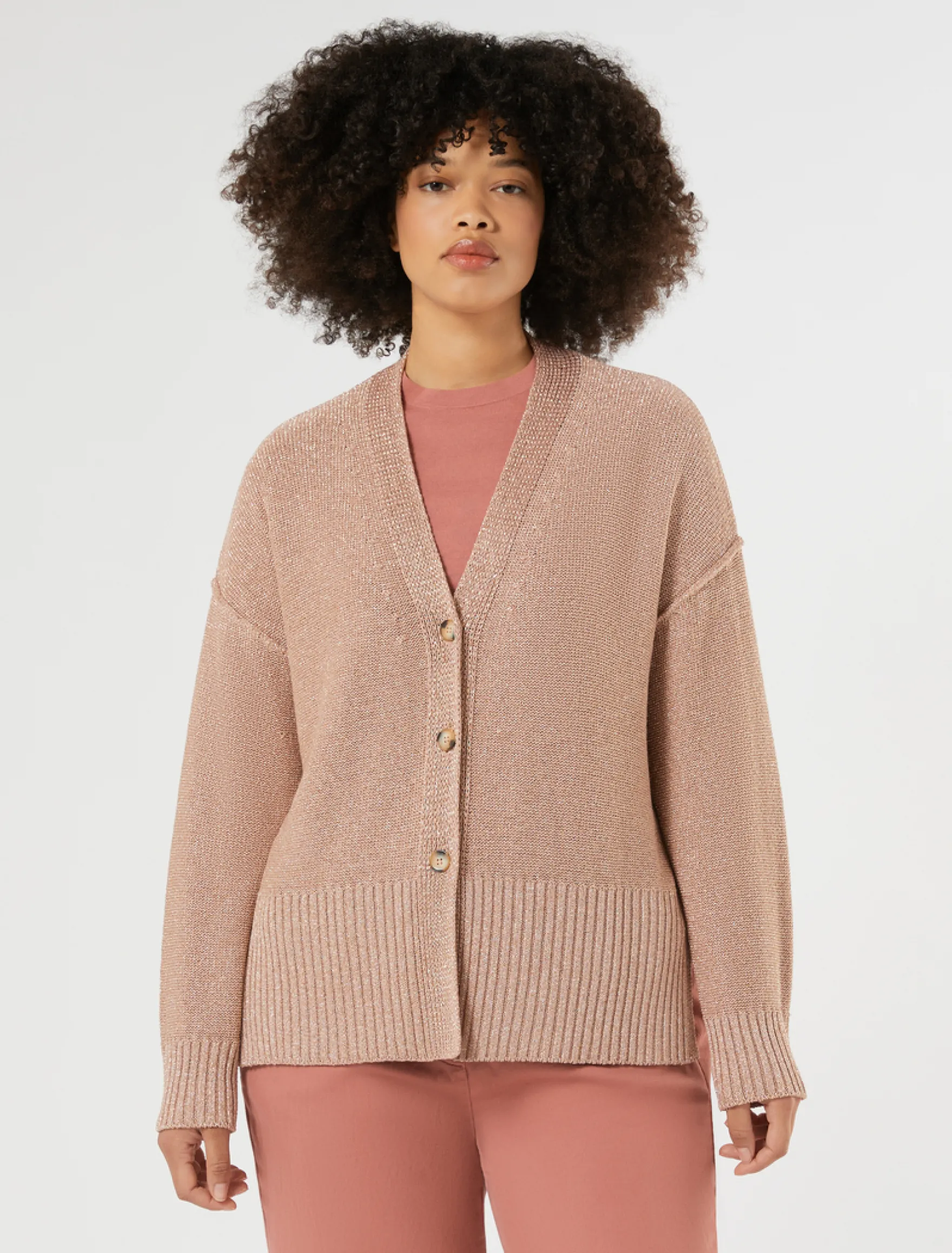 Cardigan in viscosa lurex - ROSA ANTICO