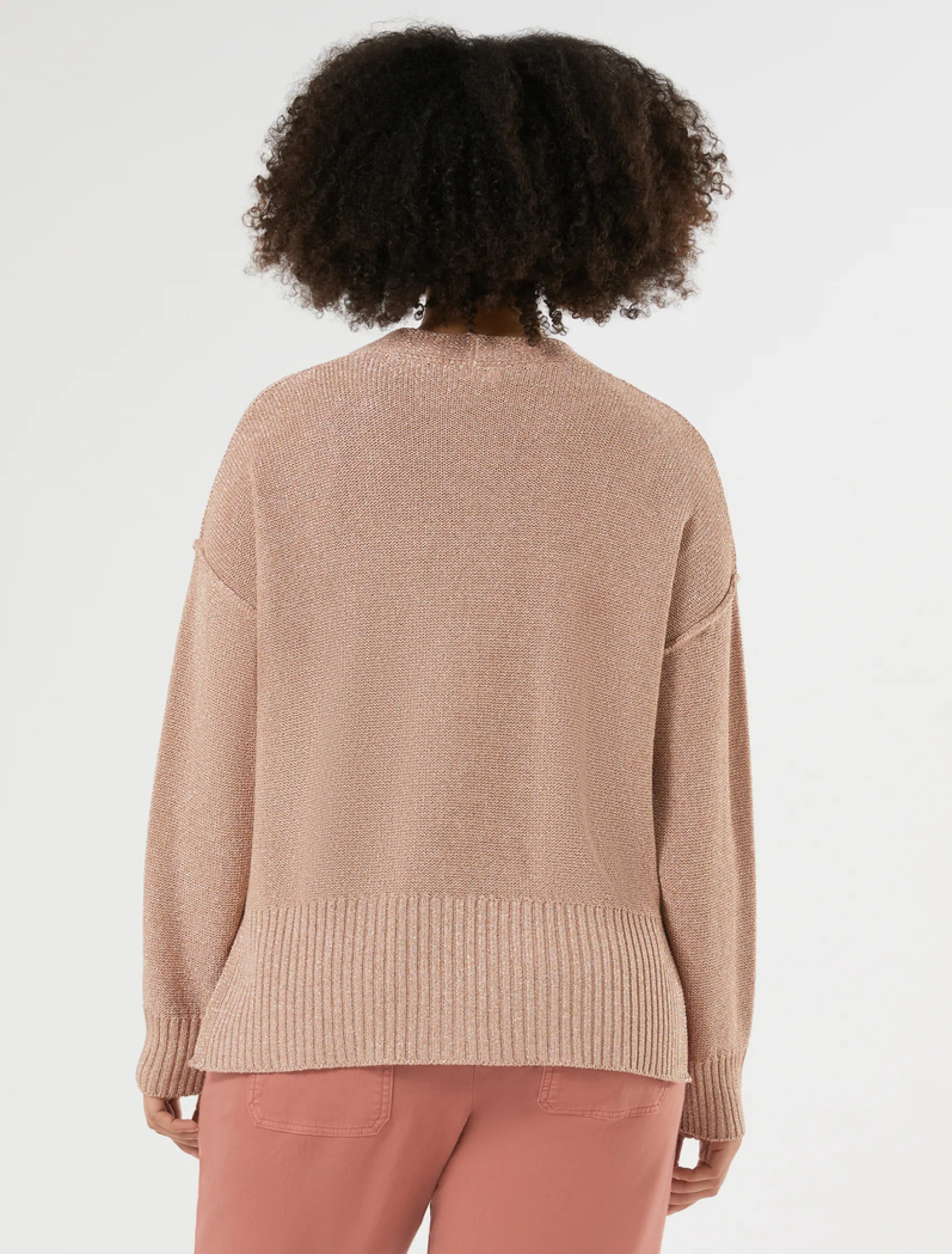 Cardigan in viscosa lurex - ROSA ANTICO