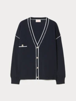 Cardigan in viscosa stretch - BLU NOTTE