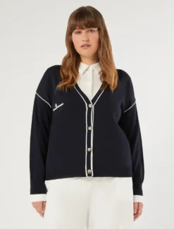 Cardigan in viscosa stretch - BLU NOTTE