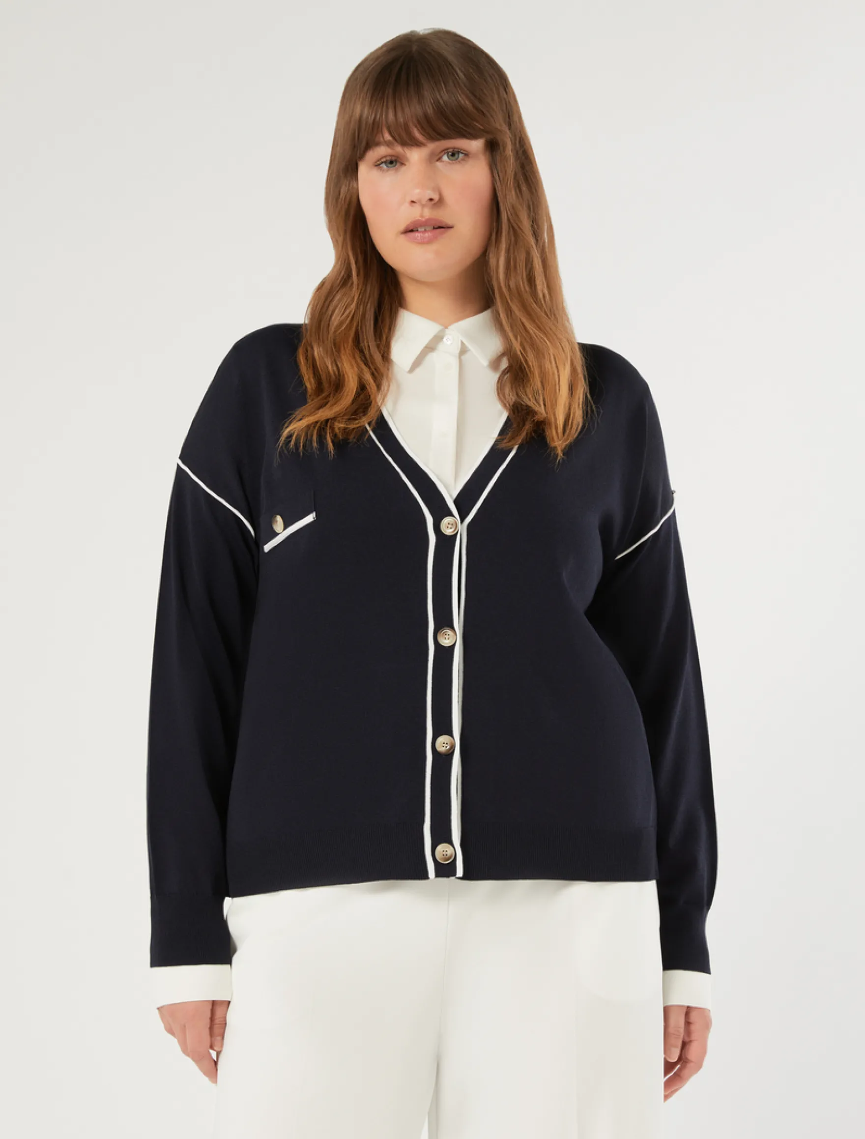 Cardigan in viscosa stretch - BLU NOTTE