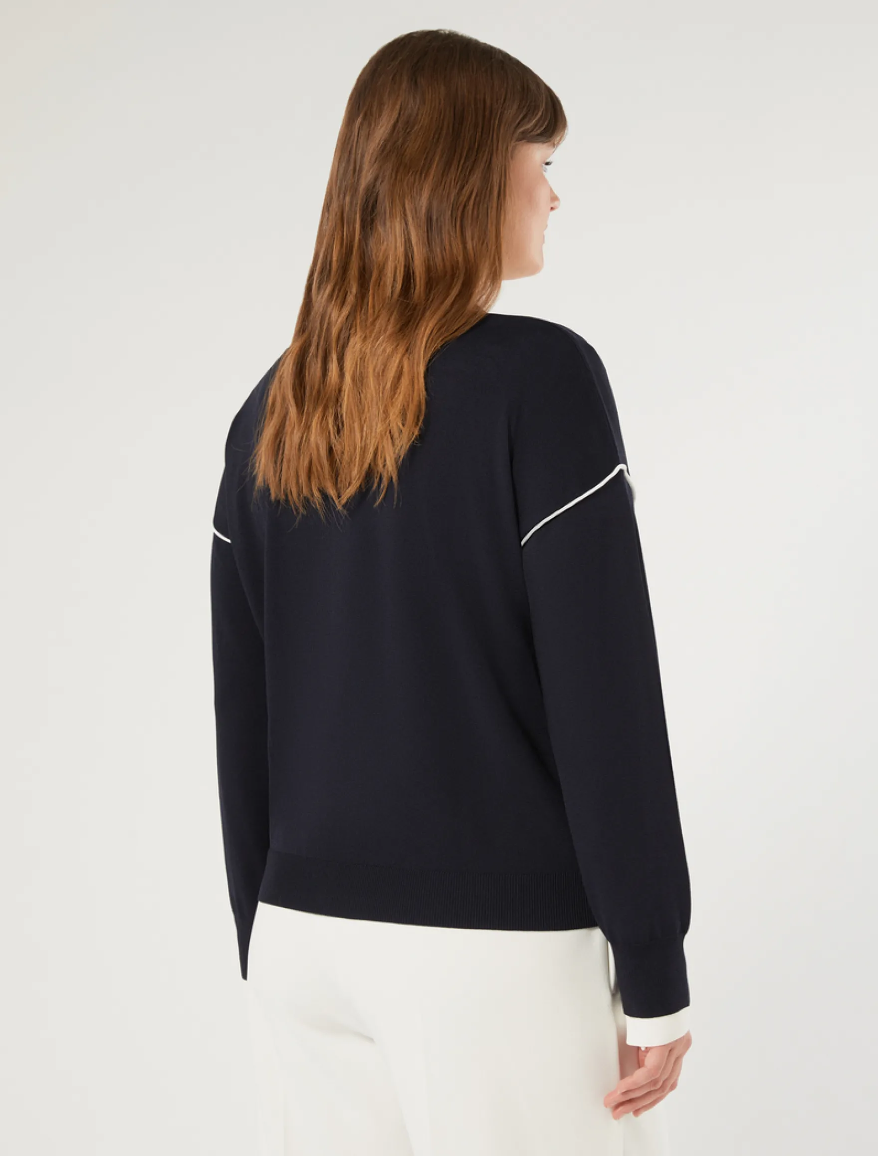 Cardigan in viscosa stretch - BLU NOTTE