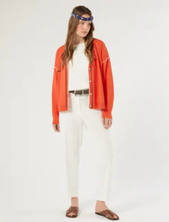 Cardigan in viscosa stretch - ROSSO