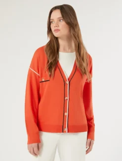 Cardigan in viscosa stretch - ROSSO